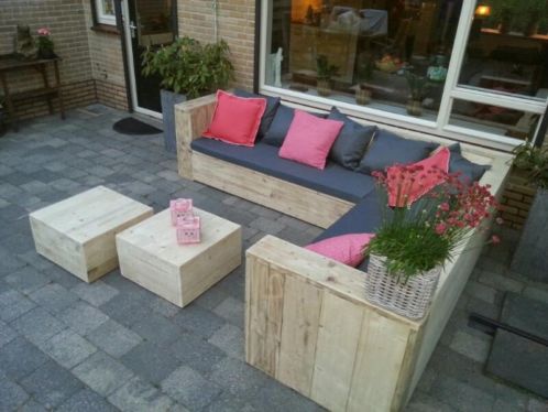 LoungeSet Hoekbank tuin met opbergruimte en kussens 