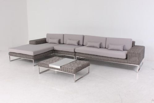 Loungeset lineo rondwicker grijs inclusief levering 1895,-