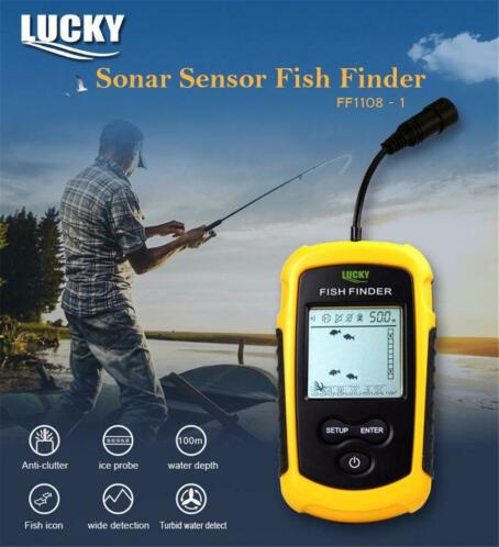 Lucky FF1108-1 Draagbare Draadloze Fish Finder Sonar Alarm