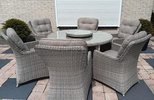Luxe ronde 6 persoons wicker dinningset  tuinset wicker