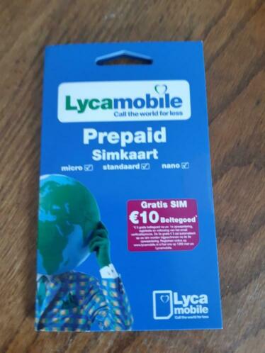 Lycamobile prepaid simkaart met 10 euro beltegoed