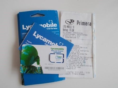 Lycamobile prepaid simkaart met 10 euro beltegoed