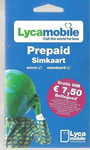 Lycamobile prepaid simkaart met 7,5 euro beltegoed