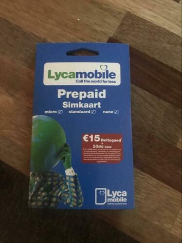 Lycamobile simkaart nieuw  beltegoed  50mb data