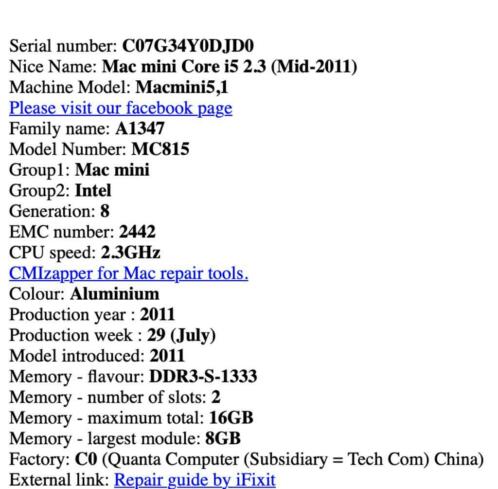 Mac mini Core i5 2.3 (Mid-2011)