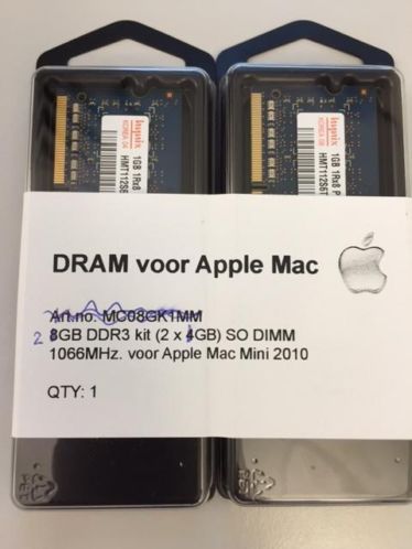 Mac mini geheugen (mid 2010) 2x1GB DDR3 1066MHz