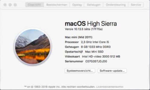 Mac mini Mid 2011, 2,3GHz i5, 250GB SSD en 8GB Ram Te Koop