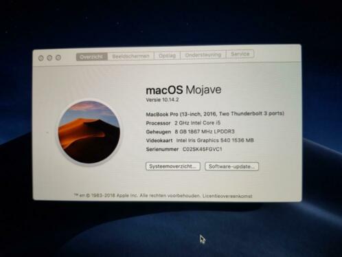 Macbook pro 13 retina 2.0 8gb 256ssd nieuw ongebruikt 1 cycl