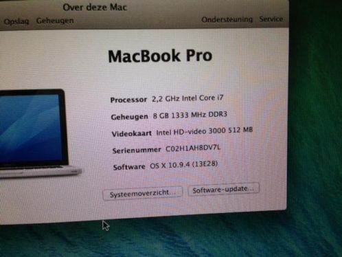 MacBook Pro 15inch, 2.2GHz Intel i7, 8GB Ram, 750GB harddisk