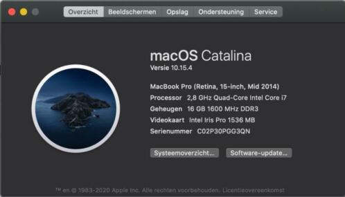 Macbook pro 15inch, i7 2,8ghz, 16GB RAM 250GB SSD Retina