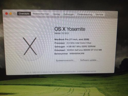 Macbook Pro 2008 17inch 2,5Ghz Core2Duo, 4GB, 320GB HD