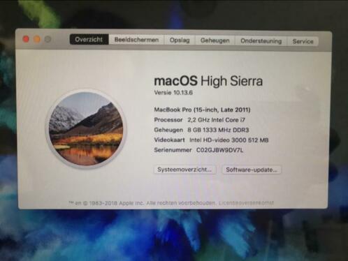 Macbook pro 2011, i7, SSD, NIEUWE ACCU