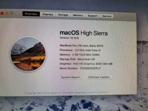 MacBook Pro 2012 13 inch SSD 2.3GHZ Intel Core i5 250gb