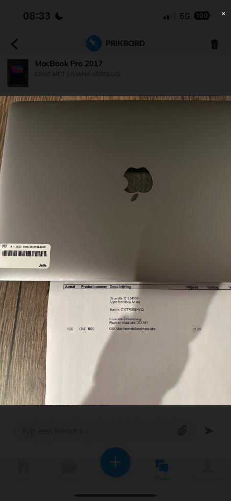 Macbook pro 2017, compleet nagelopen door een repairshop