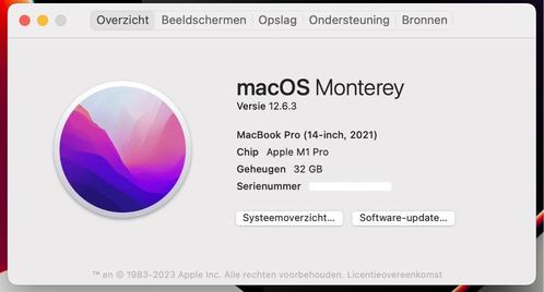 Macbook Pro M1 14 Inch 2022 met 32Gb  2Tb