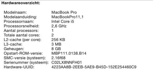 MacBook Pro Retina 13039 eind 2013
