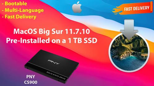 macOS Big Sur 11.7.10 Voor-Genstalleerde PNY SSD 1 TB OSX