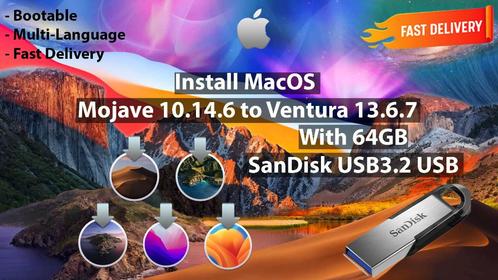 macOS Mojave 10.14.6-Ventura 13.6.7 5in1 USB Installer 64GB