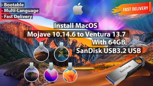 macOS Mojave 10.14.6-Ventura 13.7 5in1 USB Installer 64GB