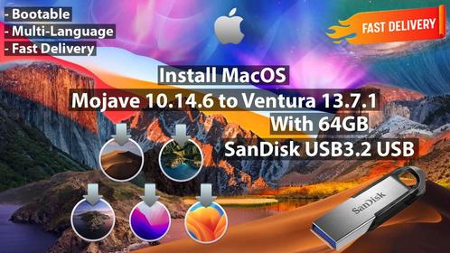 macOS Mojave 10.14.6-Ventura 13.7.1 5in1 USB Installer 64GB