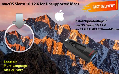 MacOS Sierra 10.12.6 voor niet ondersteunde Mac via 32GB USB