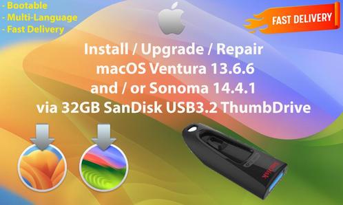macOS Ventura 13.6.6Sonoma 14.4.1 via USB3.2 Stick 32GB OSX