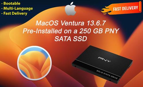 macOS Ventura 13.6.7 VoorGenstalleerde PNY SSD 250 GB OS X