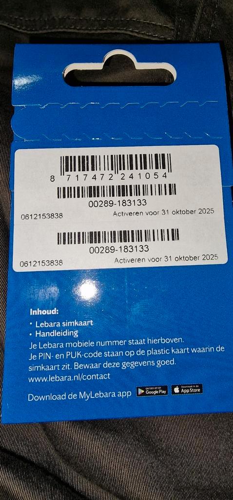 Makkelijke dikke Lebara nummer 06 12 15 38 38