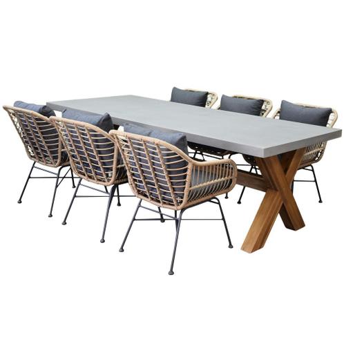 Margriet Norwich dining tuinset 240x100xH77 cm 7-delig taupe