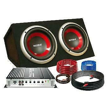 Maxgear Subwoofer met versterker en kabelset