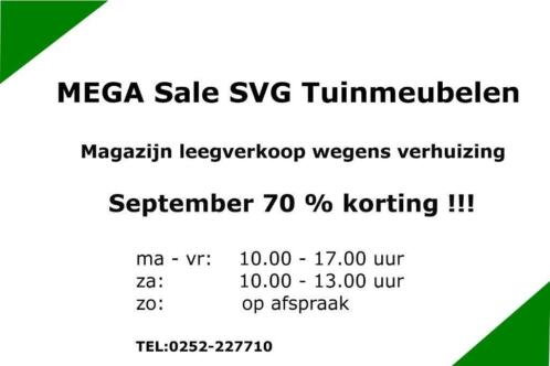 MEGA magazijn uitverkoop tuinmeubelen.Nu tot 70  korting