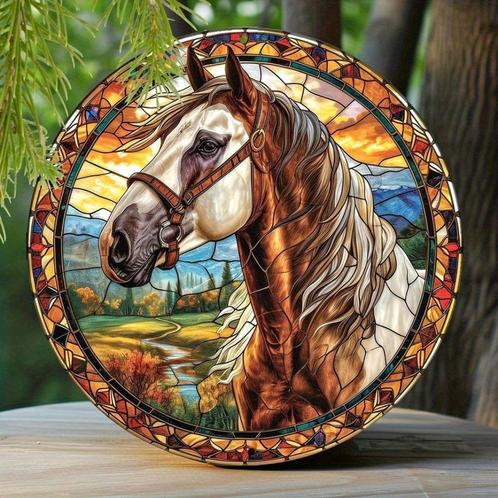 Metalen bord decoratie Paard (20x20cm)