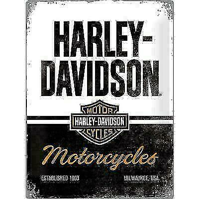 Metalen wandbord reclamebord Harley Davidson motoren en logo