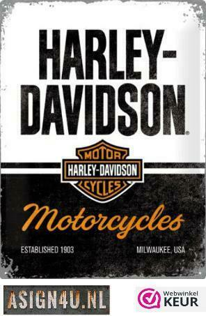 Metalen wandbord reclamebord Harley Davidson motoren retro
