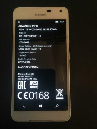 Microsoft Lumia 650 Windows 10 telefoon type RM1152 2304