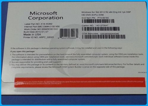 Microsoft Oem Windows Svr Std 2012 R2 X64 amp 18 User Cals