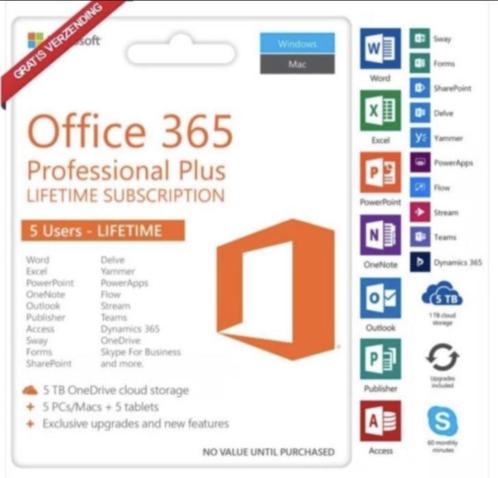 Microsoft Office 365 LIFETIME  5TB Onedrive