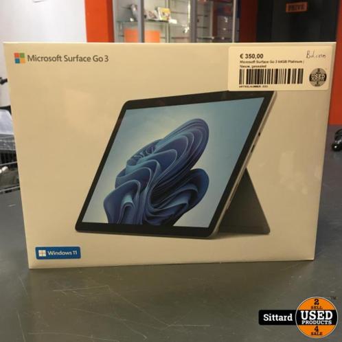 Microsoft Surface Go 3 64GB Platinum  Nieuw, gesealed