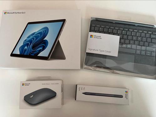 Microsoft Surface Go 3, incl. toetsenbord, muis en pen.