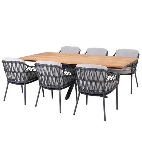 Minerva Calpi dining tuinset 220x95xH75cm 7 delig 4 Seasons