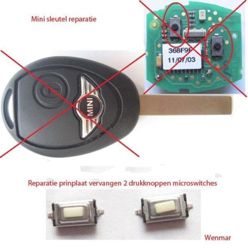 Mini autosleutel reparatie printplaat microswitch drukknop 