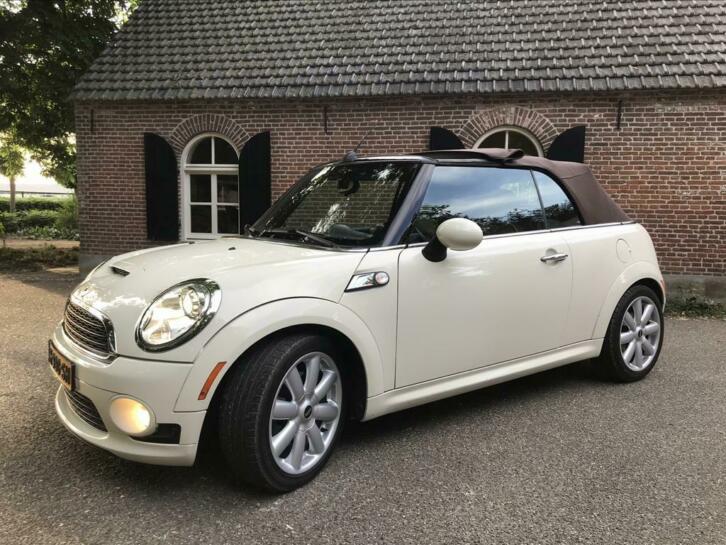 Mini Cabrio S Beige met Bruin Cabriodak  Bruin leer