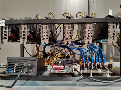 Mining rig, compleet, 6 x Vega 64 kaarten crypto bitcoin