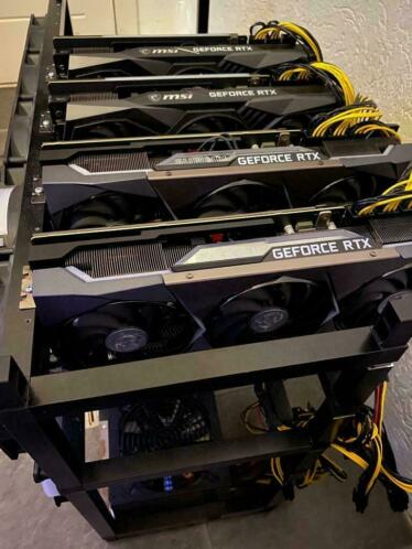 Mining rig van 8 videokaarten RTX 3080