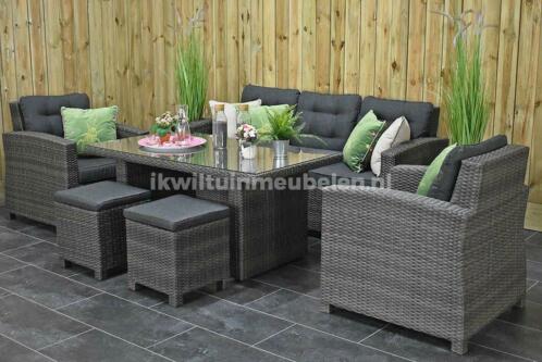 Minnesota Loungeset Dark Grey met Hoge Tafel en Krukjes SHOW