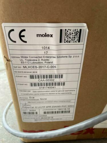 Molex PowerCat Netwerkkabel grijs doos 206m