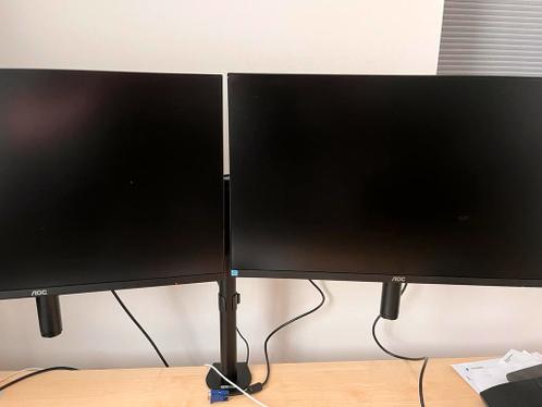 Monitor stand incl. 2 x Aoc 28 inch monitors