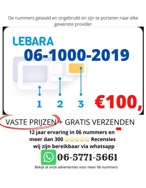 Mooi makkelijk 06-1000-2019 nummer simkaart GRATIS VERZD
