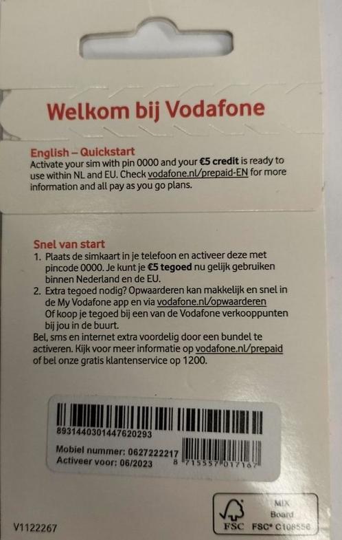 Mooi Makkelijk Vodafone Prepaid Simkaart  0627222217