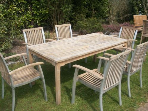 Mooie 6 persoons tuinset - teak aluminium - exofan